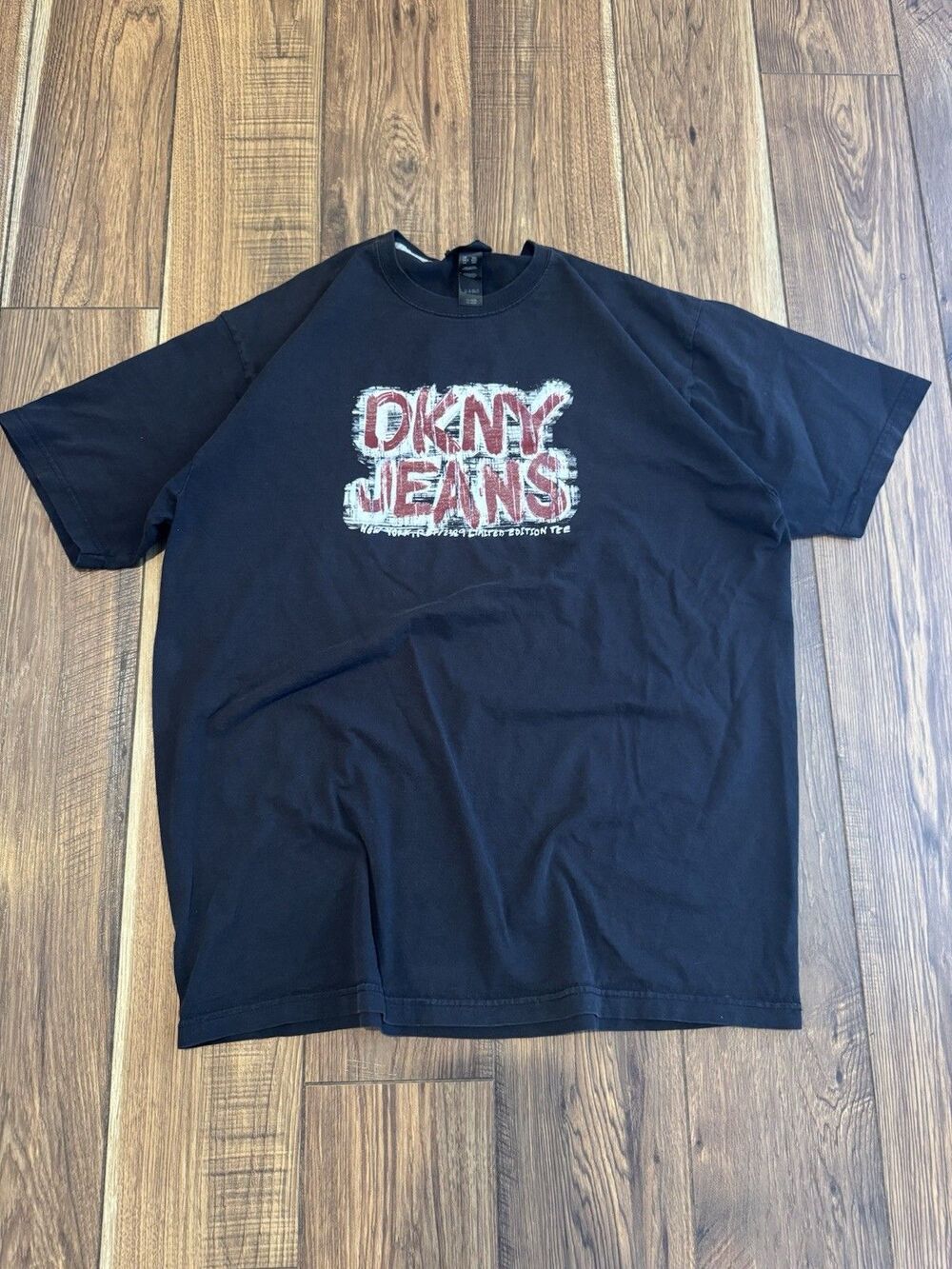 VTG DKNY Jeans T-Shirt Y2K Mall Cyber Style Skate Grunge Abstract Graffiti XXL
